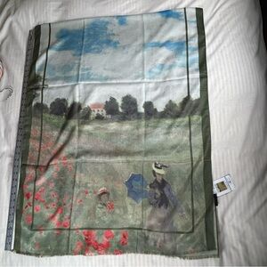 Monet Poppy Field Shawl 28 x 76in Luxury Boho Chic poly/silk/viscose Art-to-wear